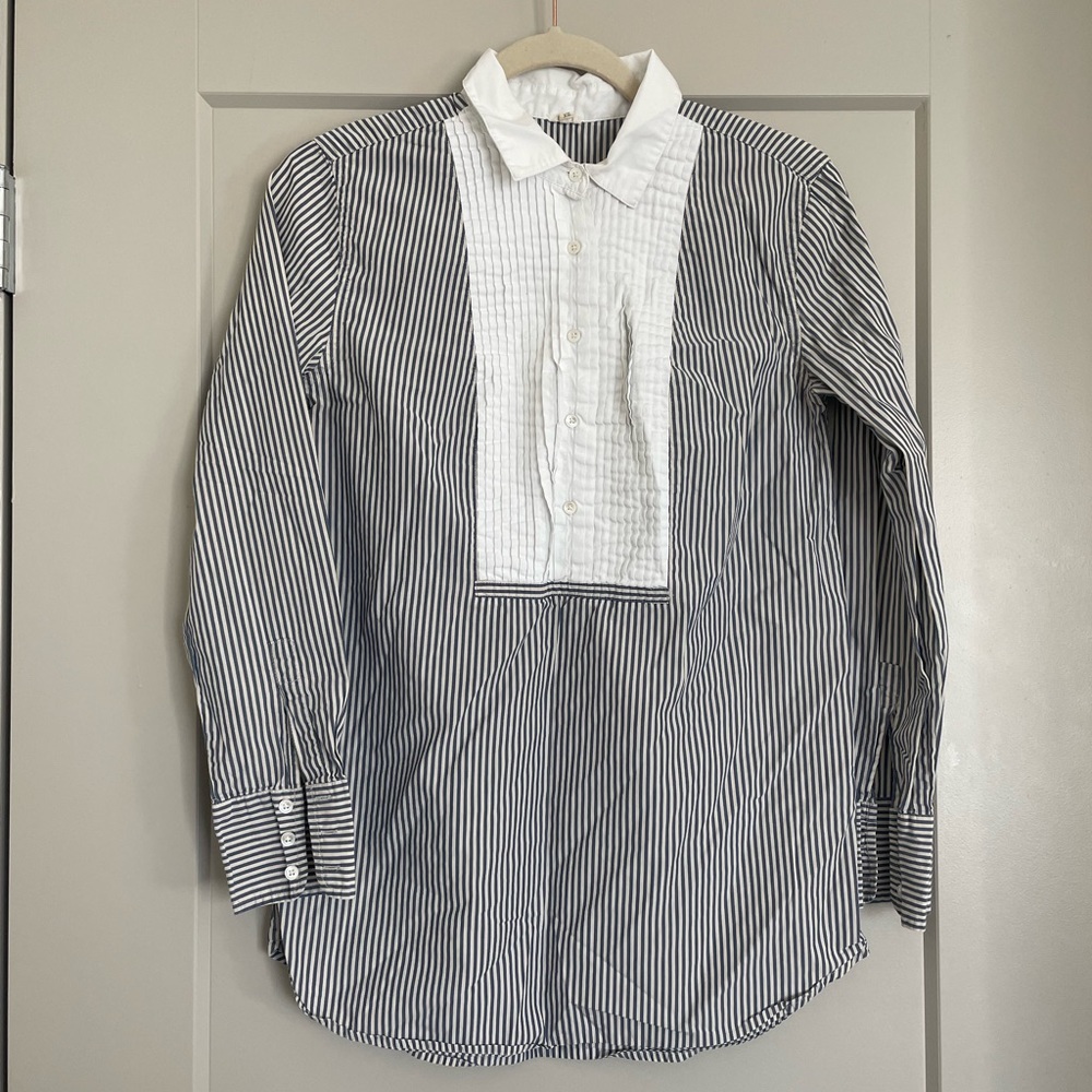 Jcrew bib popover striped shirt size XS